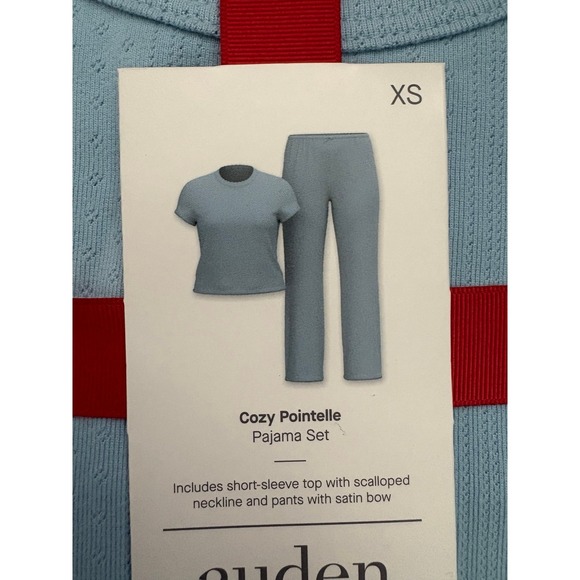 Auden 2 Piece Cozy Pointelle Pajama Set Ivy Blue Women's XS NEW Soft Lounge - Picture 2 of 2